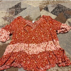 Floral Red and Pink Blouse
